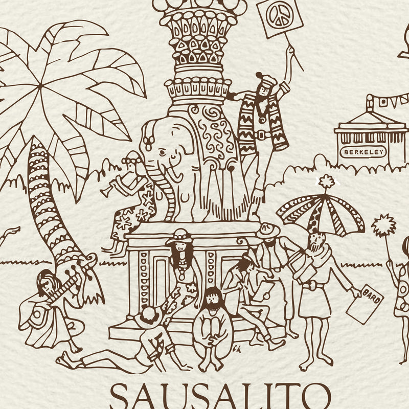 Sausalito Hippies Postcard
