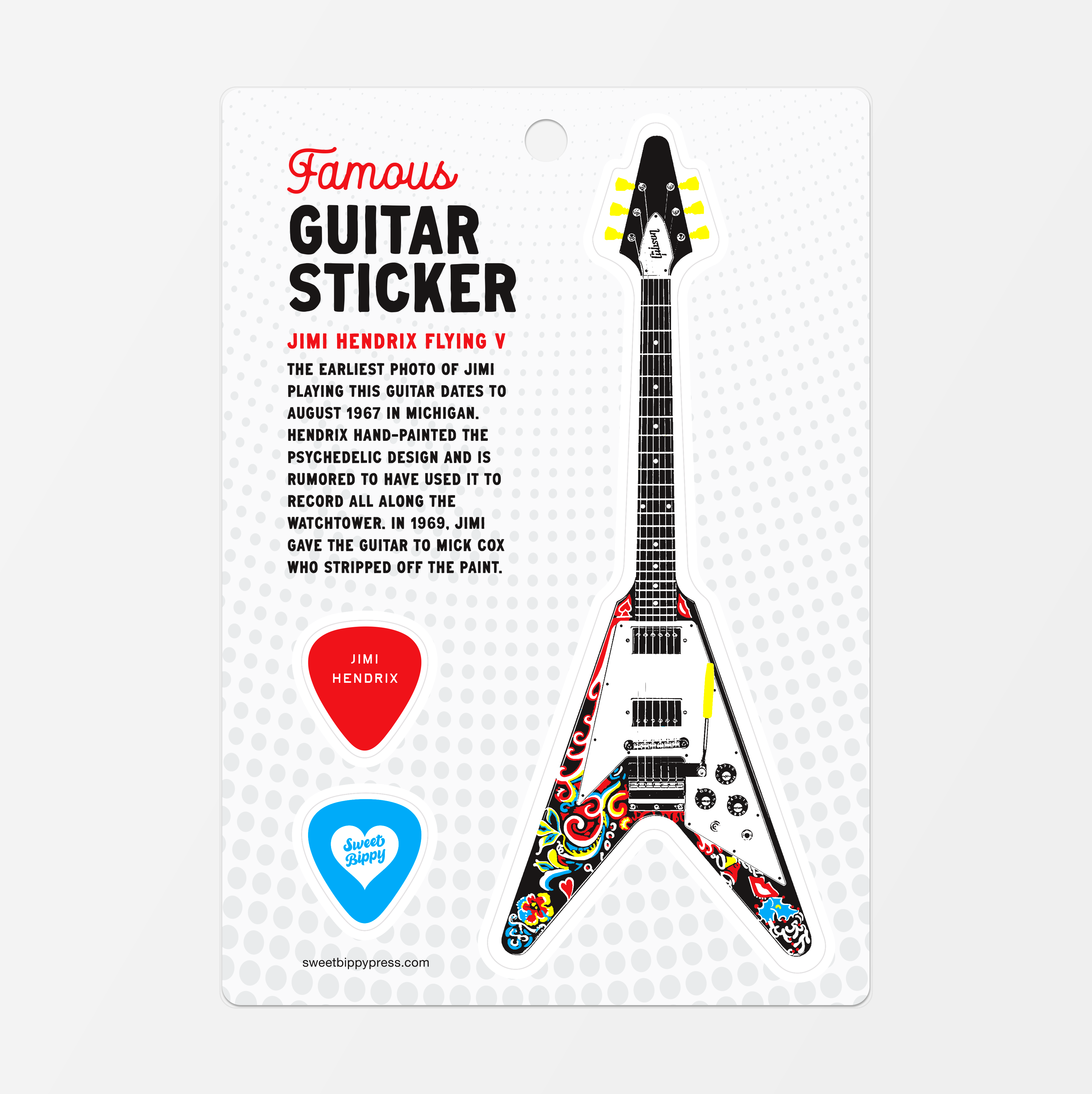 Guitar Sticker Sheet - Hendrix – Sweet Bippy Press