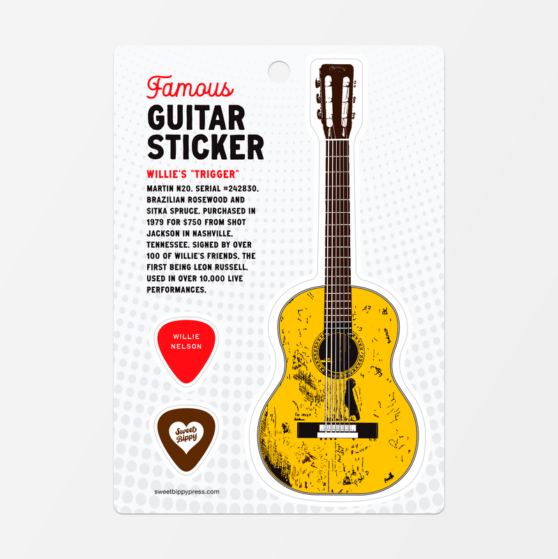 Guitar Sticker Sheet - Willie Nelson